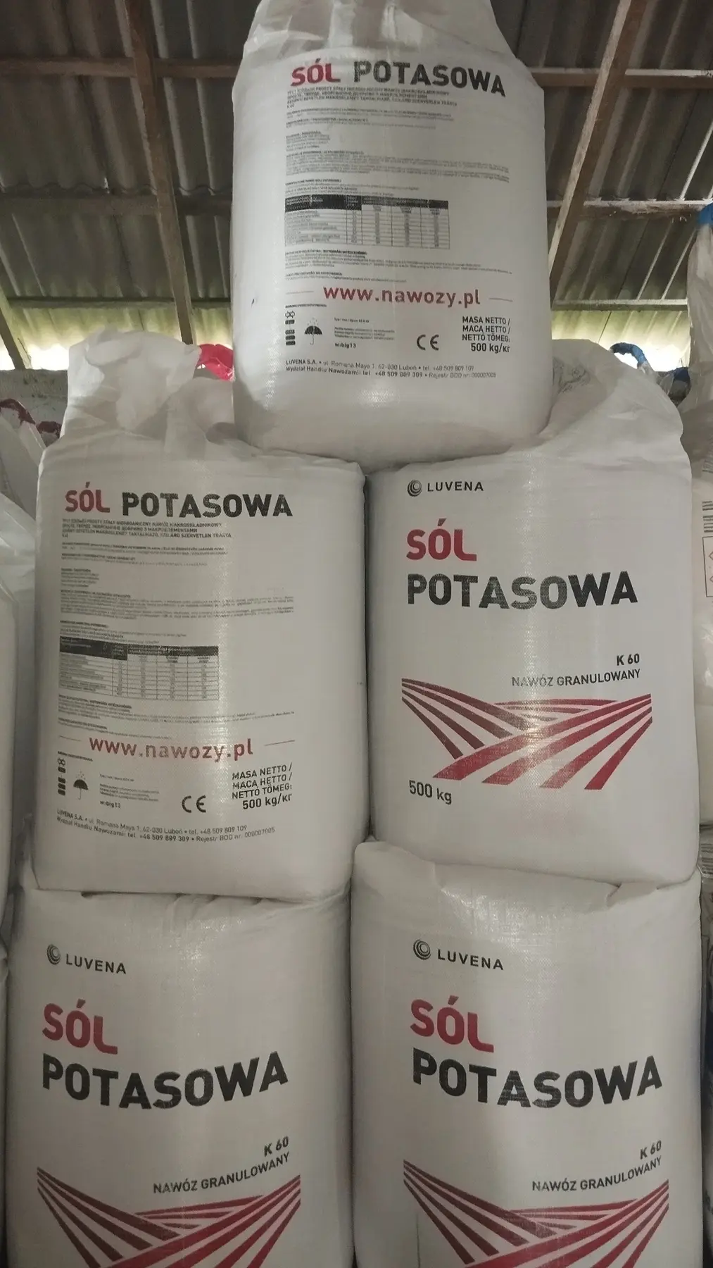 Worki nawozu Sól potasowa
